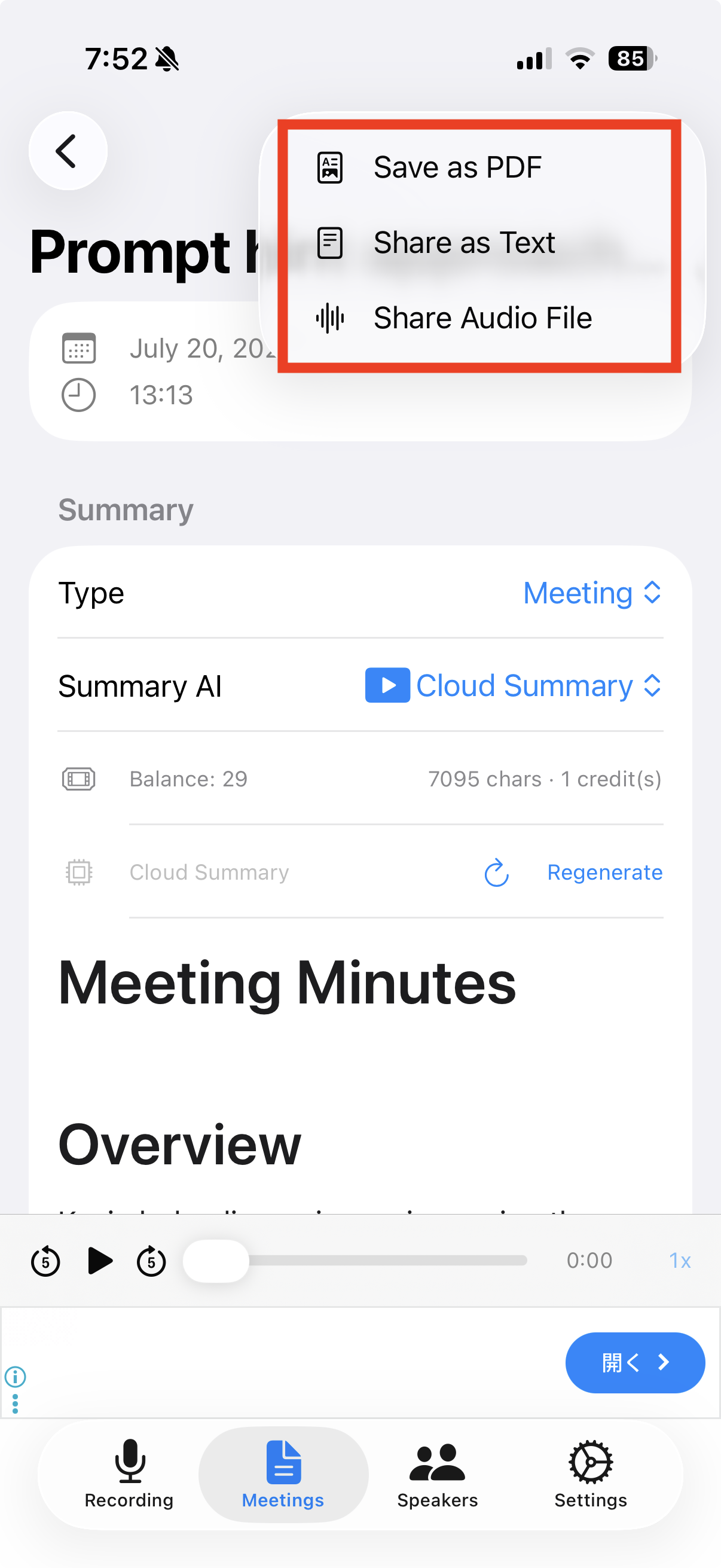 Share menu