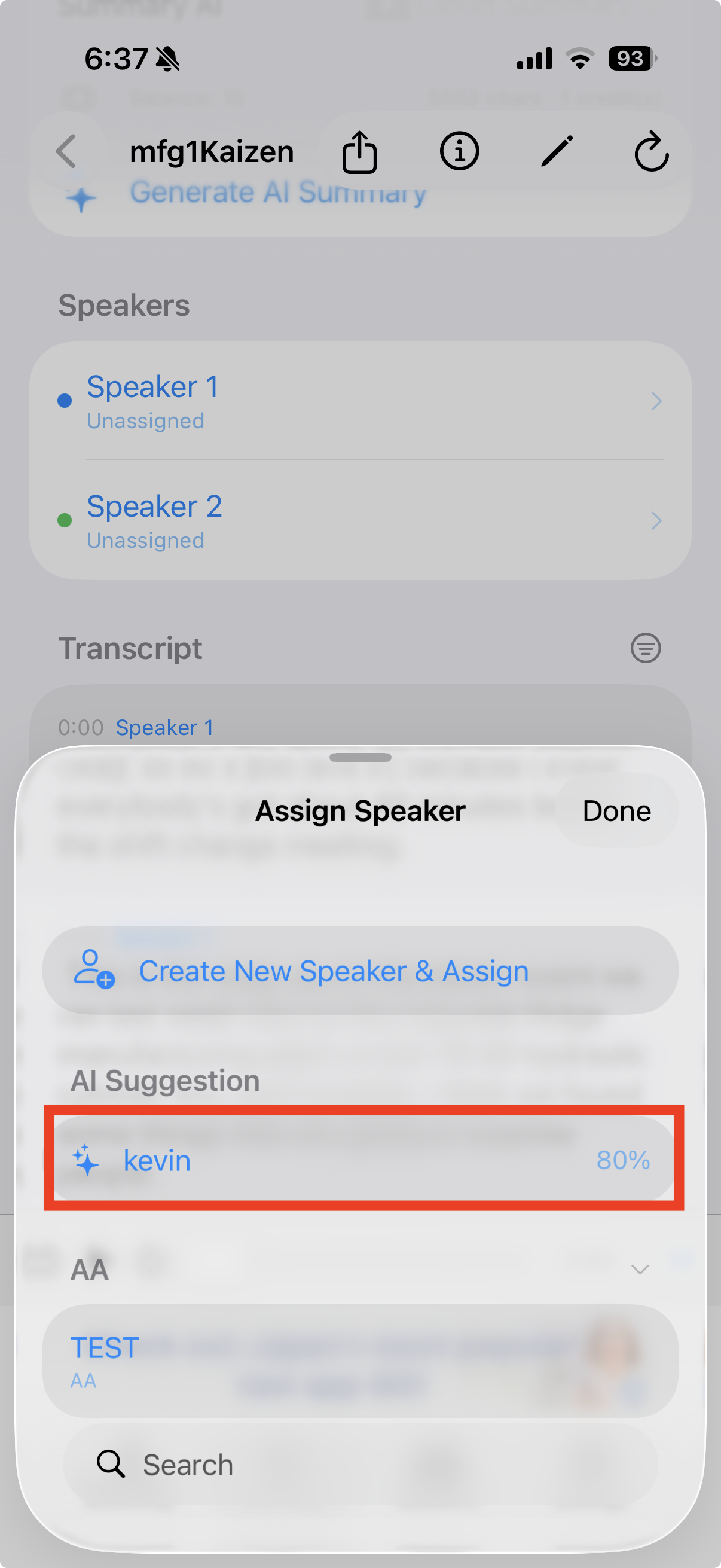 Speaker assignment sheet
